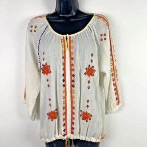 Anthropologie Greylin Top M Floral Embellished Embroidery Blouse Shirt tunic